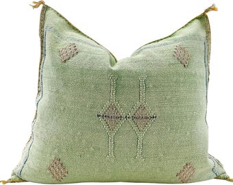 Handmade Cactus Silk Pillow Cover – Moroccan Sabra Boho Throw Cushion (20"x20")