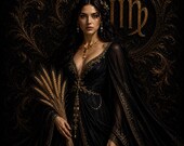 Virgo Zodiac Poster, Elegant Astrology Printable, Master bedroom art, Luxury Print