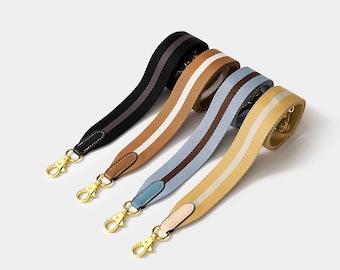 Striped Canvas Bag Strap, Replacement Strap with Gold Hardware, Crossbody Bag Strap for Tote & Handbag, Luxury Bag Accessory