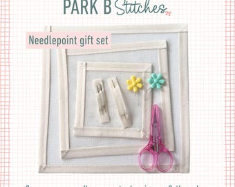 Needlepoint Starter Kit – 3 Zweigart Canvases, Tools, Bias Tape Edges