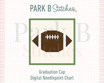 Football Needlepoint Chart 3x3 Pattern 18 Mesh PDF College Sports Design Graduation Gift