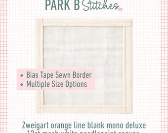 Zweigart 13 ct Mesh Needlepoint Canvas with Bias Tape Edge | Orange Line Mono Deluxe | Finished Edges | Blank Canvas Squares