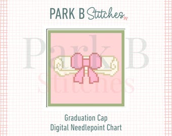 Diploma Needlepoint Chart with Bow 3x3 Pattern 18 Mesh PDF Graduation Gift Design