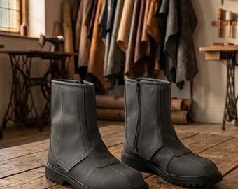 Botines negros con aspecto de piel / Calzado futurista para cosplay