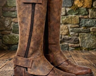 Boba Fett Inspired Leather Boot Covers - Handmade Mandalorian Cosplay Armor Gaiters - Star Wars Costume Spats