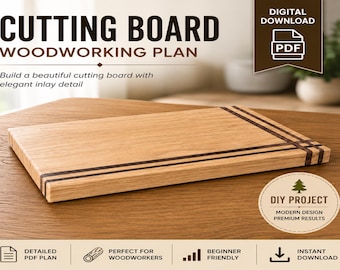 Modern Oak Walnut Cutting Board Woodworking Plan (PDF Download)