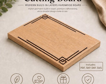 Modern Geometric Build In Layers Cutting Board Two Tone Chopping Board Woodworking Plan DXF SKP SVG Download