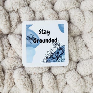 Pegatinas zen para aliviar el estrés con flores y citas zentangle: acuarela azul