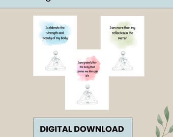 Body Positive Affirmation Deck with Yoga Pose Silhouette - Organic Beauty