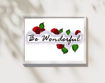 Be Wonderful Zentangle Art Print - Inspirational Wall Decor