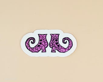 Zentangle Witch Boot Sticker – Purple Magical Halloween Art