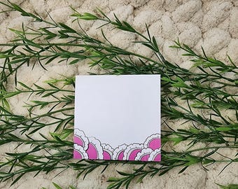 Small Desk Notepad - Tear-Off Sheets Zentangle Purple Flower