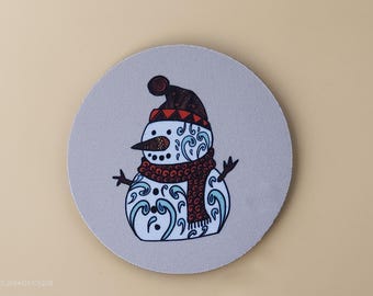 Zentangle Snowman Coaster – Sublimated Holiday Drink Coaster