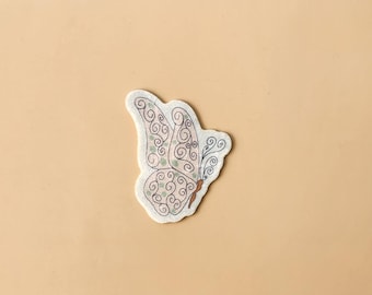 Zentangle Butterfly Fuzzy Sticker – Soft Velvet Sensory Art