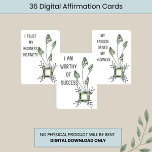 Cartes d'affirmation numériques vertes - Boostez votre petite entreprise avec des vibrations positives - Téléchargement immédiat