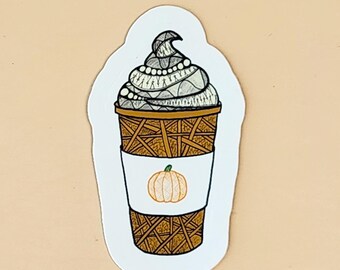 Pumpkin Spice Latte Sticker – Autumn Art- Easier to Peel