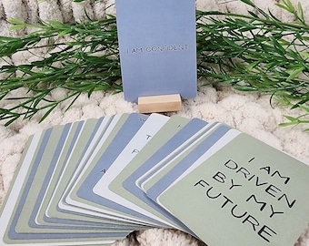 Positive Vibes: 31 Affirmation Cards with a Wooden Stand for Daily Encouragement