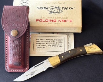 Case XX Sharktooth Folding P197-SSP Knife, 1978 2-Dot, with Box Sheath Papers