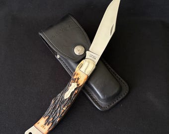 Vintage Schrade 127UH Linerlock Knife, W/Sheath, Serial:106262