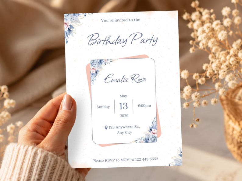 Editable Birthday Invitation | Modern Minimalist Party Invite (digital ...