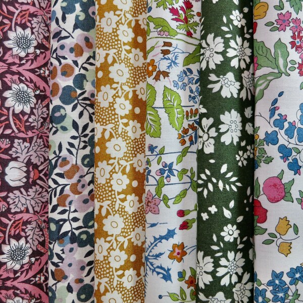 Liberty of London Organic Tana Lawn Cotton Floral Fabric Mini Scrap Bundle 6X9 in. 6 pcs