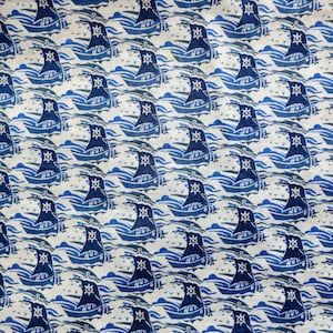 LIBERTY Of LONDON Tana Lawn Cotton Fabric  &#39;Samols&#39; Blue Lg Fat Quarter 18 X 27 in