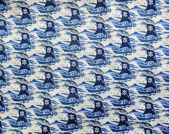 LIBERTY Of LONDON Tana Lawn Cotton Fabric  'Samols' Blue Lg Fat Quarter 18 X 27 in