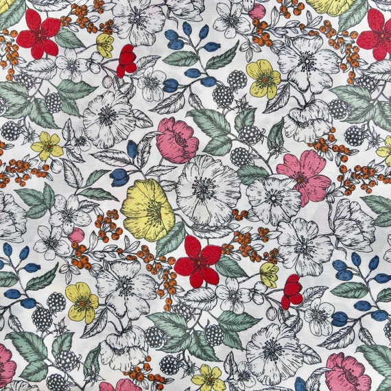 LIBERTY of LONDON Tana Lawn Cotton Fabric 'bramble' Floral Lg Fat