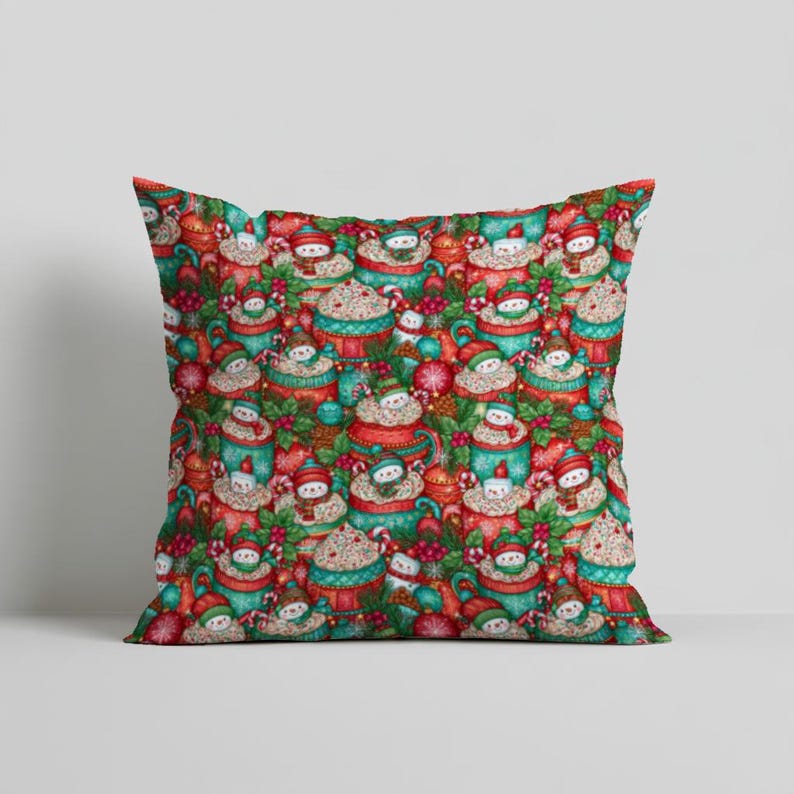 Whimsical Christmas Snowmen Seamless Pattern | Cupcakes, Snowflakes ...