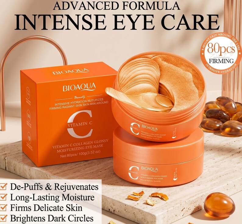 Vitamin C Revitalizing Eye Mask: 80 Hydrating Collagen Gel Patches for ...