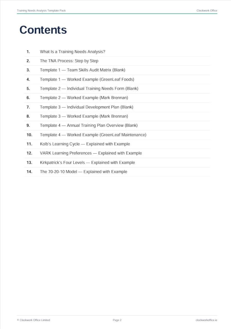 Training Needs Analysis Template Pack | TNA Matrix, Development Plan ...