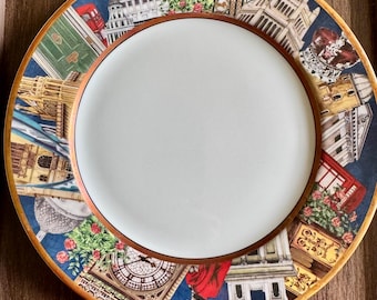 Złóż OFERTĘ! Zestaw 5 porcelanowych talerzy Bernardaud Limoges „Métropoles” – Paryż, Londyn, Berlin, Rzym, Moskwa
