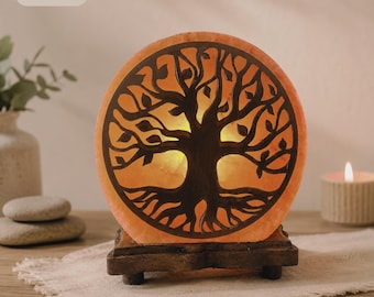Himalayan Salt Lamp Tree of Life Dimmable Warm Glow Massage Room Spa Decor Meditation Yoga Studio Bedroom Office Therapy Gift Home Decor