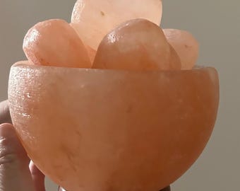Himalayan Salt Stone Bowl Heart Decor Romantic Bedroom Decor Night Light Anniversary Gift Wedding Gift Housewarming Gift Cozy Home Decor