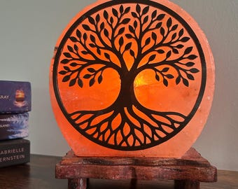 Himalayan Salt Lamp Tree of Life Dimmable Warm Glow Massage Room Spa Decor Meditation Yoga Studio Bedroom Office Therapy Gift Home Decor