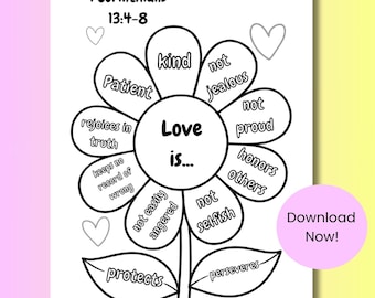 Love is… 1 Corinthians 13:4-8 Coloring Sheet Download