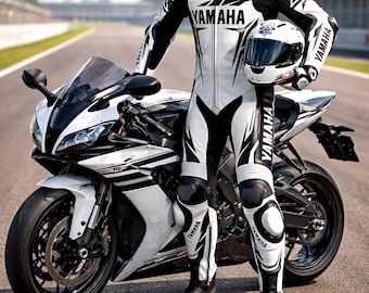 Yamaha Style Motorcycle Racing Suit, Biker Leather Track Suit, Sport Bike Riding Gear