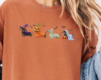 Comfort Colors® Dackel-Halloween-Kostüm-Shirt, lustiges Dackel-Halloween-Kostüm-T-Shirt, niedliches Herbst-Haustier-Liebhaber-T-Shirt