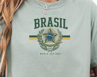 Brazil World Cup 2026 Emblem Shirt, Vintage Brasil Collegiate Tee, Retro Soccer Fan T-Shirt Gift, Comfort Colors®  100% Cotton shirt