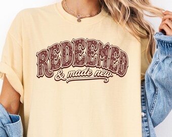 Comfort Colors® Eingelöstes und neues Hemd, burgunderrotes Paisley Christian T-Shirt, Western Faith Graphic Shirt