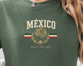 Mexico World Cup 2026 Emblem Shirt, Vintage México Collegiate Tee, Retro Soccer Fan T-Shirt Gift, Comfort Colors®  100% Cotton shirt