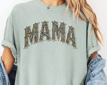 Comfort Colors® Mama Arch Camo Shirt, Baum Camo Mom T-Shirt, Western Bubble Font Mama Shirt für Sie