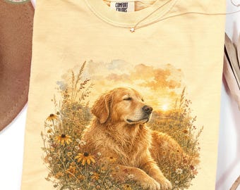 Comfort Colors® Good Dog Watercolor Shirt, Sentimental Golden Retriever Illustration Tee, Dog Memorial Gift