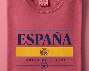 Spain World Cup 2026 Jersey-Style Shirt, Minimal España Football Tee, Retro Soccer Fan T-Shirt Gift, Comfort Colors®  100% Cotton shirt