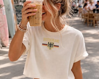 Comfort Colors® 3023 Germany Crop Top, World Cup 2026 Deutschland Cropped Tee for Women, Collegiate Soccer T-Shirt