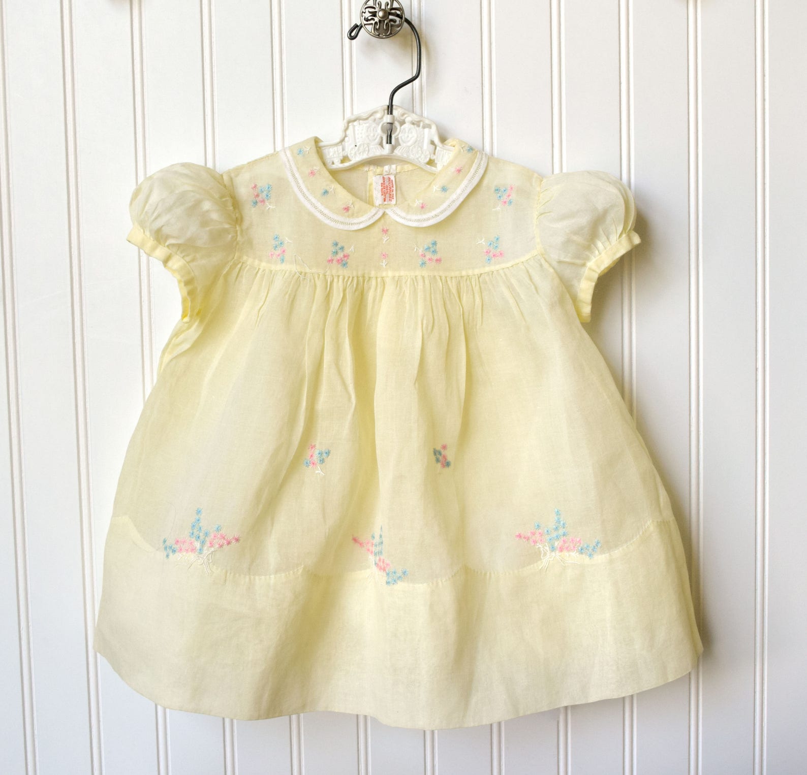 Vintage Baby Girl Dress Yellow Cotton Organdy Size 1215 Etsy