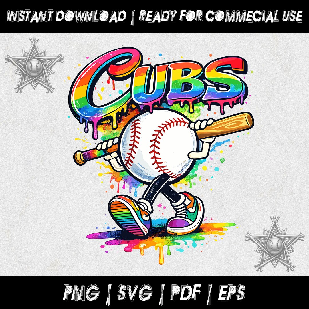 Rainbow Baseball Walking Character PNG SVG | Pride Baseball Design ...