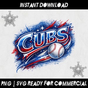Diseño SVG de los Cubs / Gráfico de equipo de béisbol / Archivo de corte Cricut de deportes de graffiti urbano / PNG, SVG, Vector / Diseño de camiseta imprimible