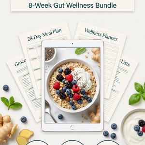 Gut Health Reset™ Bundle | 8-Week Gut Wellness Meal Plan | 84 Recipes | Bloating Support, Grocery List & Wellness Planner | Instant Download