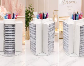 48 Slot Diamond Painting Storage Organizer with Rotating Base and Pen Holder- Multi-Drawer Craft Storage for Beads, Accessories & Tools